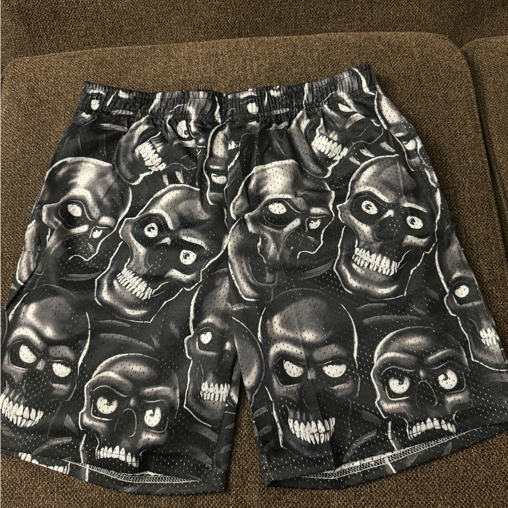 Mesh Shorts Black Skulls XL
